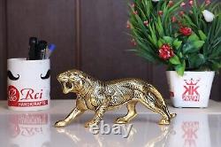 Hand-Craft Aluminum Solid Metal Panther Antique Cat Tiger Family Animal Figurine