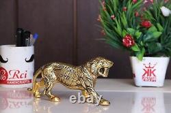 Hand-Craft Aluminum Solid Metal Panther Antique Cat Tiger Family Animal Figurine