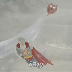 Hand Made Water Color On Paper Art Decoration Propylene SuperMan Painting