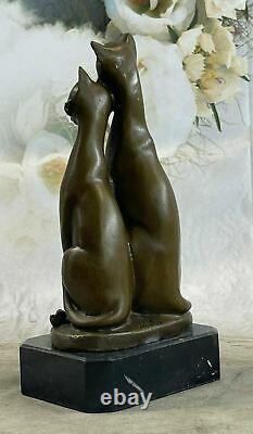 Handcrafted bronze sculpture SALE Cat Two Deco Art Cats Base On Signed Cat Art