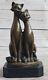 Handcrafted Bronze Sculpture Sale Cat Two Deco Art Cats Base On Signed Cat Old
