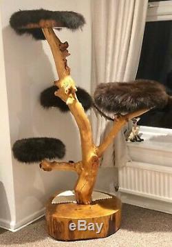 Handmade Bespoke Multi Cat Tree SOLID OAK AND APPLE WOOD