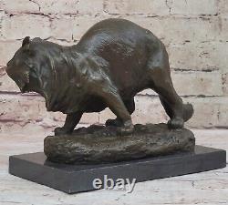 Handmade Vintage Bronze Home Art Deco Cat Statue Plinth Lost wax Method Figure