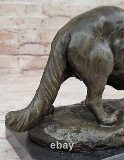 Handmade Vintage Bronze Home Art Deco Cat Statue Plinth Lost wax Method Figure