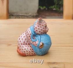 Herend Playful Kitten with Yarn (24K Gold) New Mint Porcelain Cat