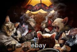 Home Art Wall Decor Animals Cat poker Cards Game Oil Painting Printed on canvas