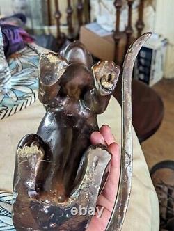 Hot Cast Bronze Egyptian Cat Figurine Signed by Risner Statue Art Decor VTG