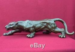 Hot Cast Panther Bronze Statue Animal Figure Sculpture Cougar Big Cat Figurine