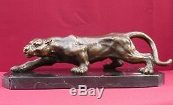 Hot Cast Panther Bronze Statue Animal Figure Sculpture Cougar Big Cat Figurine
