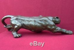 Hot Cast Panther Bronze Statue Animal Figure Sculpture Cougar Big Cat Figurine