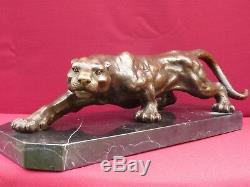 Hot Cast Panther Bronze Statue Animal Figure Sculpture Cougar Big Cat Figurine