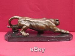 Hot Cast Panther Bronze Statue Animal Figure Sculpture Cougar Big Cat Figurine