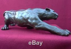 Hot Cast Panther Bronze Statue Animal Figure Sculpture Cougar Big Cat Figurine