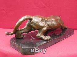 Hot Cast Panther Bronze Statue Animal Figure Sculpture Cougar Big Cat Figurine