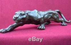 Hot Cast Panther Bronze Statue Animal Figure Sculpture Cougar Big Cat Figurine