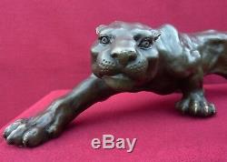 Hot Cast Panther Bronze Statue Animal Figure Sculpture Cougar Big Cat Figurine