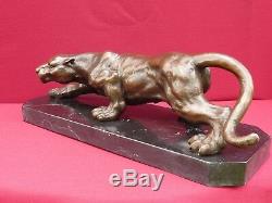 Hot Cast Panther Bronze Statue Animal Figure Sculpture Cougar Big Cat Figurine