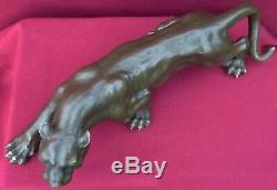 Hot Cast Panther Bronze Statue Animal Figure Sculpture Cougar Big Cat Figurine