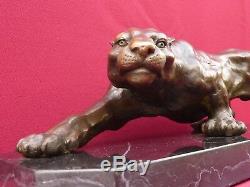 Hot Cast Panther Bronze Statue Animal Figure Sculpture Cougar Big Cat Figurine