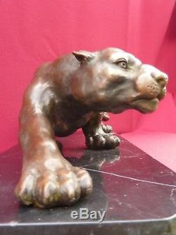 Hot Cast Panther Bronze Statue Animal Figure Sculpture Cougar Big Cat Figurine