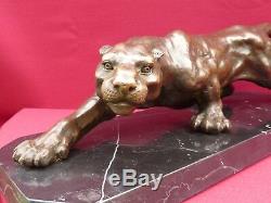 Hot Cast Panther Bronze Statue Animal Figure Sculpture Cougar Big Cat Figurine