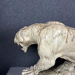Huge Tiger Sculpture Figurine Glazed Ceramic Thomas Cartier Lion Cat Wild France
