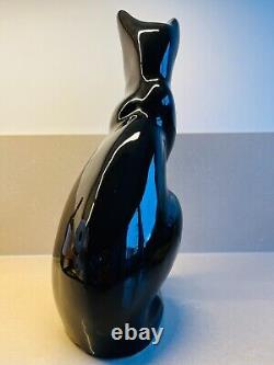 Huge big cat black vintage retro ceramics ceramic ART DECO Figure Statue design