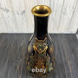 Important Sevres vase Pierre Auguste Gaucher porcelain cat art deco kitten