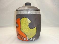 Incised Cat Moon Jar Bill Billy Ray Mangham Cool Funky Pop Folk Art Deco