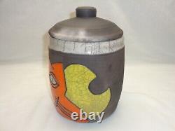 Incised Cat Moon Jar Bill Billy Ray Mangham Cool Funky Pop Folk Art Deco