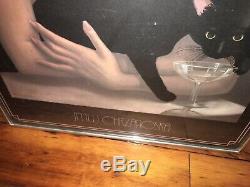JMW Chrzanoska Solitaire Lithograph Art Deco Woman with Black Cat Framed