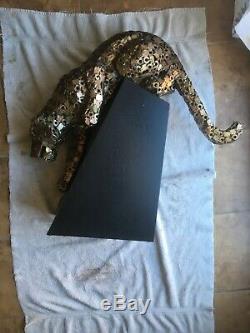 Jaguar Panther Leopard Cougar Big Cat Collector ArtMax metal Statue Art Deco