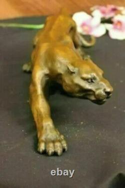 Jaguar Panther Leopard Cougar Big Cat Collector Artwork Bronze Statue Art Deco