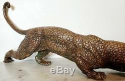 Jaguar Panther Leopard Cougar Big Cat Collector Artwork Bronze Statue Art Deco