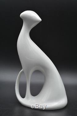 Jaroslav Jezek for Royal Dux abstract Cat in Brussels style white glazed Porcela