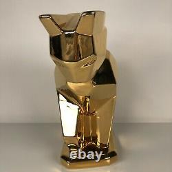 Jaru Gold Plated Ceramic Cat Sculpture Art Deco Mid Century Cubist Geometric Vtg