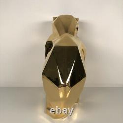 Jaru Gold Plated Ceramic Cat Sculpture Art Deco Mid Century Cubist Geometric Vtg