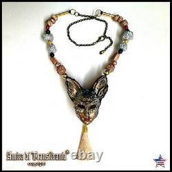 Jewelry woman fashion necklace luxury pendant art deco cat venetian mask gold k