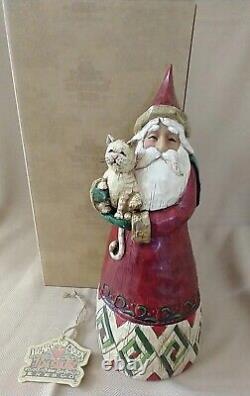 Jim Shore Heartwood Creek Christmas Santa Tabby Cat In Box Enesco 105167M EUC