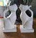 Jonathan Adler Cat Bookend Pair. Art Deco Style White Polymer Set. Siamese Cats
