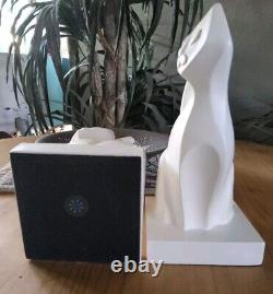 Jonathan Adler Cat Bookend Pair. Art Deco Style White Polymer Set. Siamese Cats