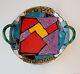 Juozas Rasa Saldaitis Art Pottery Colorful Abstract Wall Platter Bowl Signed
