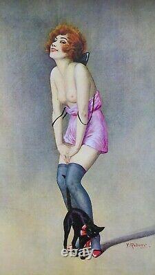 Kitty CAT by REBOUR 20X12 Canvas 20's French Art Deco Flapper PinUp Stockings