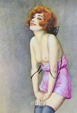 Kitty CAT by REBOUR 20X12 Canvas 20's French Art Deco Flapper PinUp Stockings