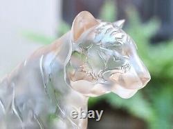 LALIQUE CRYSTAL SITTING TIGER GOLD LUSTER FIGURINE feline cat figure New in Box