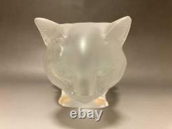 LALIQUE Cat lying down Signed Crystal Glass Object / Figurine / Antique