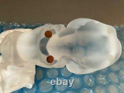LALIQUE Cat lying down Signed Crystal Glass Object / Figurine / Antique