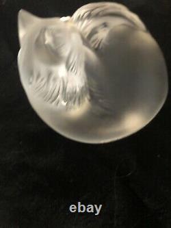 LALIQUE Paris Happy Cat/Grooming Kitten French Crystal Paperweight Signed