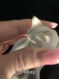 LALIQUE Paris Happy Cat/Grooming Kitten French Crystal Paperweight Signed