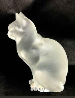 LALIQUE Sitting cat Crystal Glass Object / Figurine / Antique